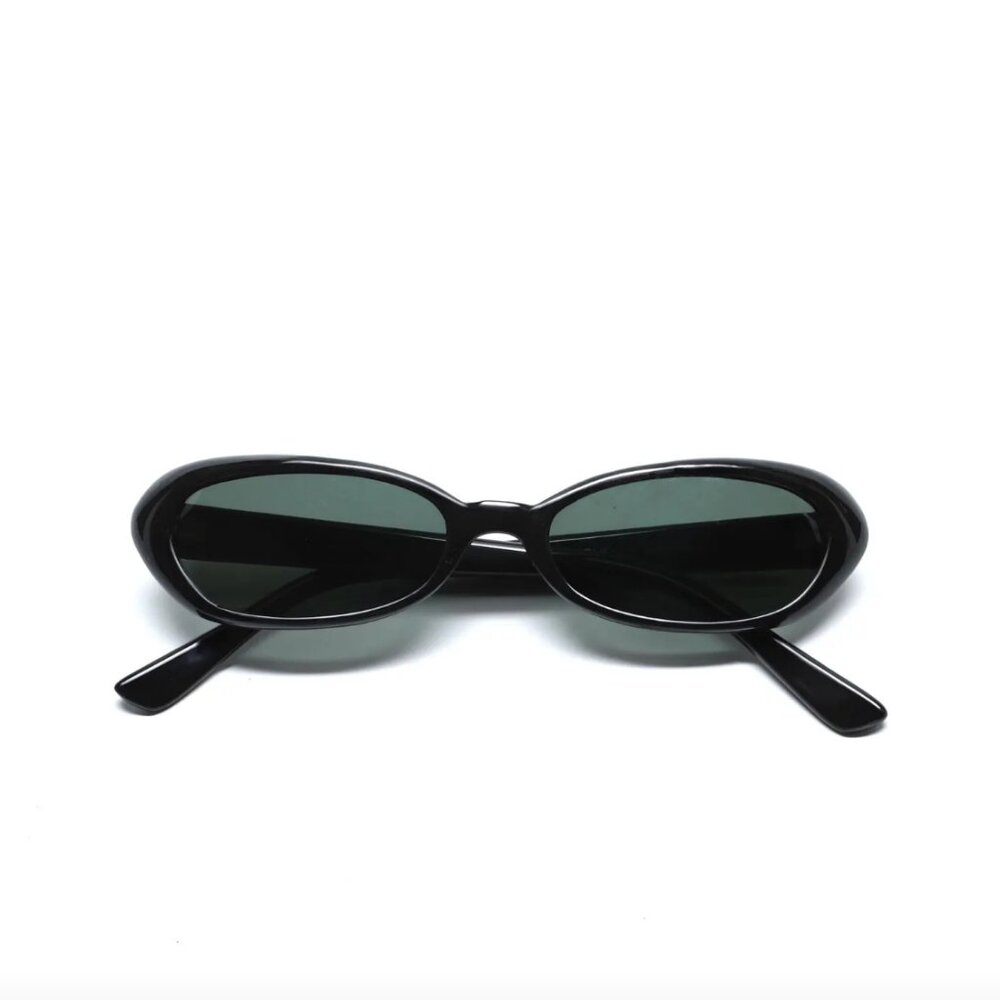 Authentic Vintage 90s Deadstock Slim Black Oval Sunglasses